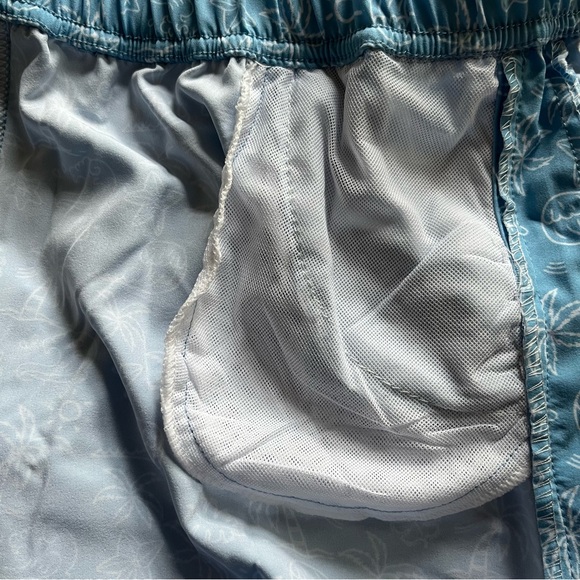Bondi Beamers Light Blue Tropical Print Swim Shorts with Drawstring Waistband - Picture 7 of 9